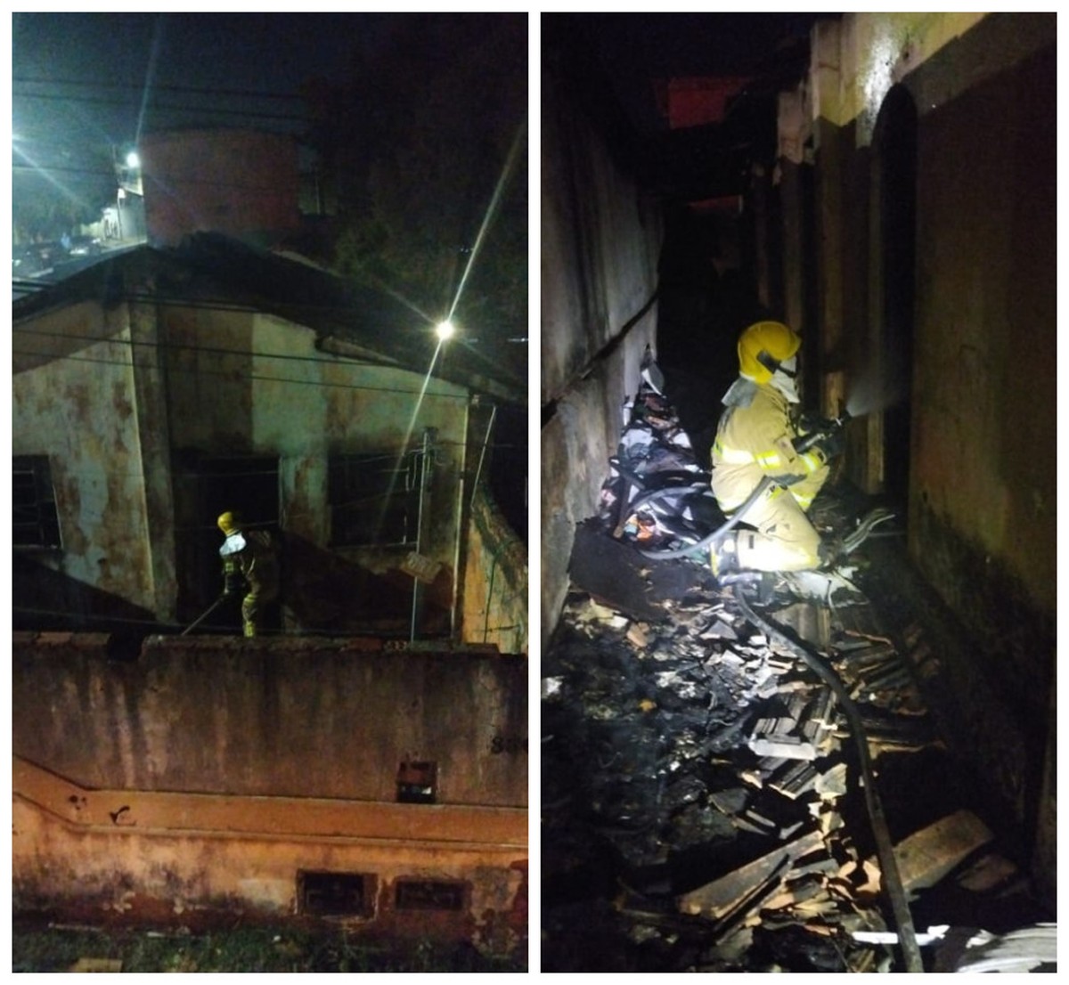 Casa pega fogo em Montes Claros e parte do telhado fica destruído