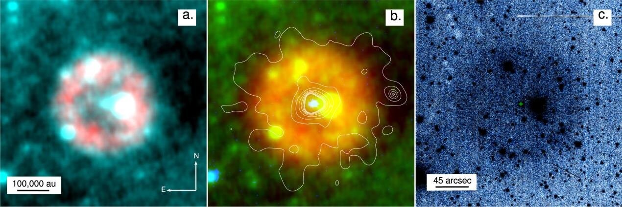 Nebulosa Pa30, que está em torno da  Estrela de Parker, se encaixa no perfil da supernova visualizada há 900 anos (Foto: Universidade de Manchester)
