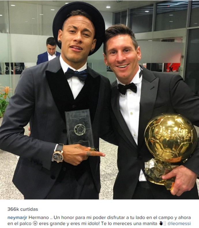 Quem tem mais Bola de Ouro Messi ou Neymar?