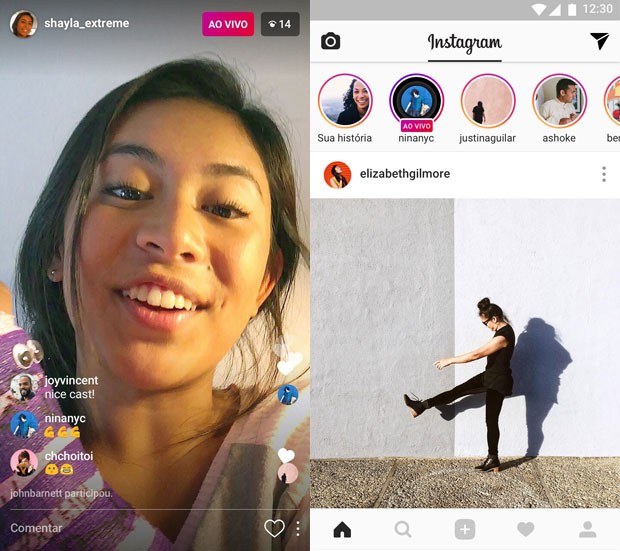 Instagram passa a fazer transmissões ao vivo em vídeo. (Foto: Divulgação/Instagram)