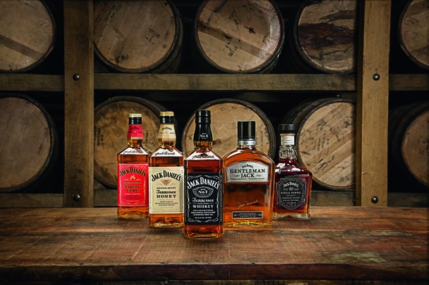 Todos os rótulos da Jack Daniel's: Fire, Honey, Old nº7, Gentleman Jack e Single Barrel (da esq. para dir.) (Foto: Divulgação)