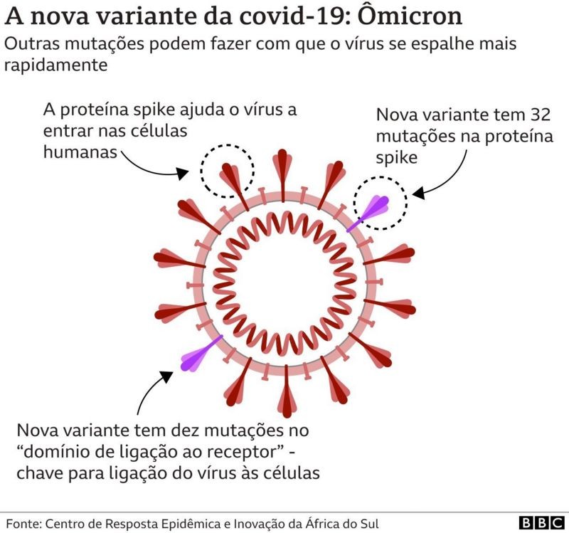 Nova variante do coronavírus: ômicron (Foto: BBC News Brasil)