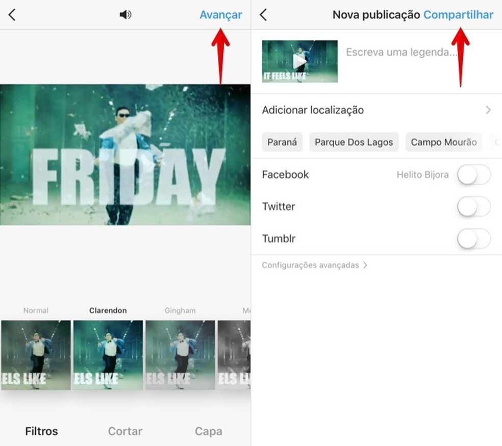 Compartilhando GIF em formato de vídeo (Foto: Reprodução/Helito Bijora)