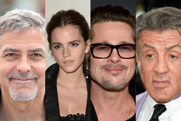 George Clooney, Emma Watson, Brad Pitt,  e Sylvester Stallone (Foto: Getty Images)