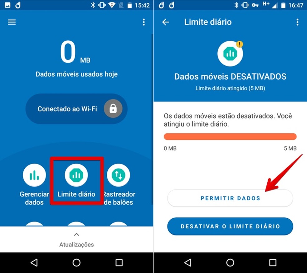 Desativando limite ou bloqueio de dados (Foto: Reprodu&ccedil;&atilde;o/Helito Bijora)