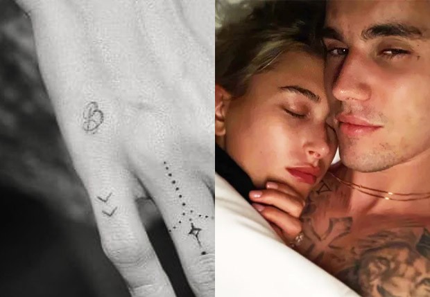 Hailey Bieber mostra tatuagem com letra B, em homenagem a Justin (Foto: Reprodução/Instagram)