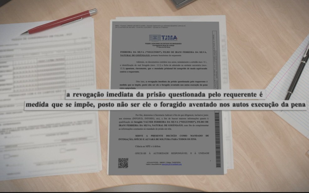 Justiça do Maranhão, destacou que a prisão foi feita de modo equivocada  — Foto: Reprodução/TV Anhanguera