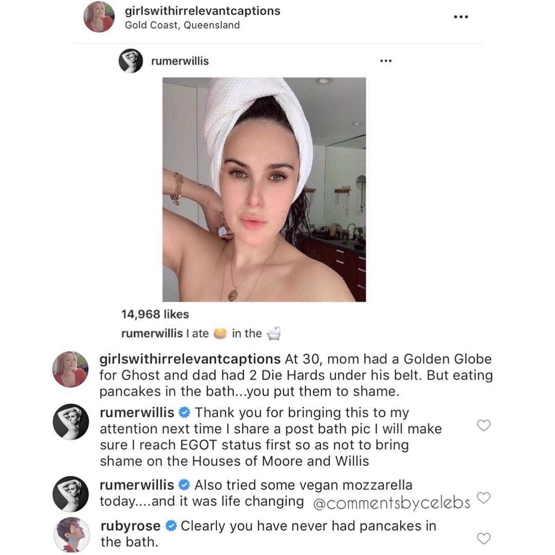 Rumer Willis responde a internauta que comparou a sua carreira às dos pais dela (Foto: Reprodução / Instagram)