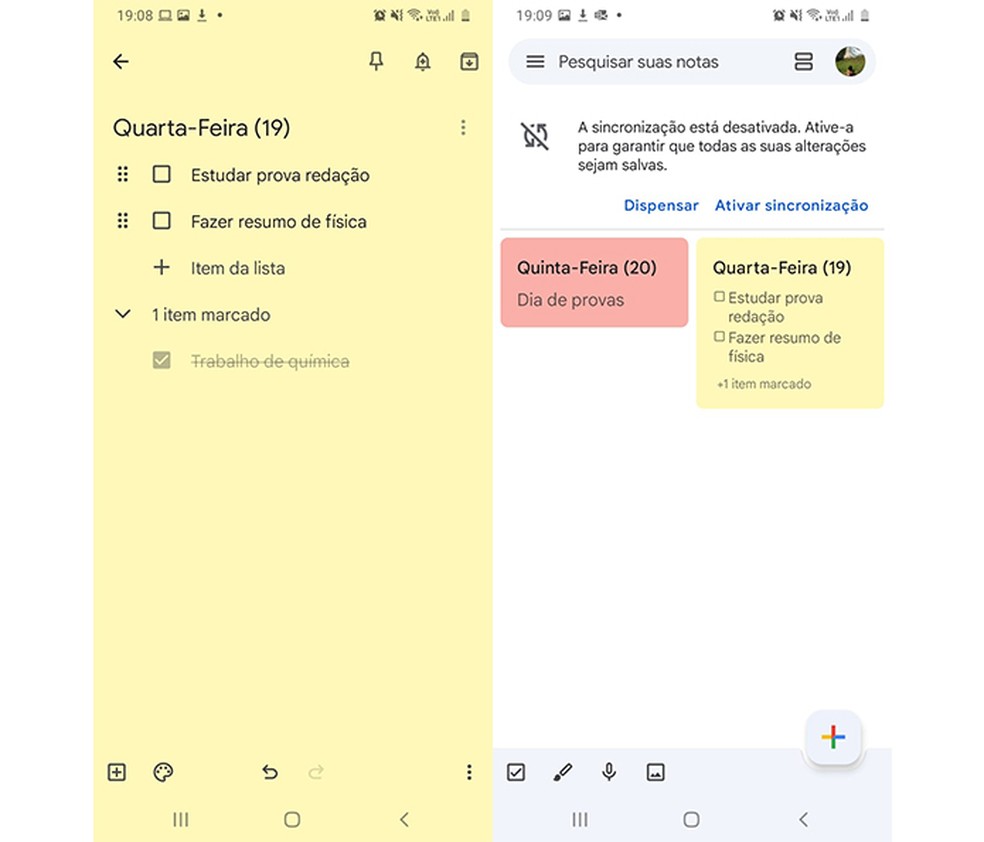 Aplicativo Google Keep lembra um quadro cheio de bloco de notas — Foto: Reprodução/Marcela Franco