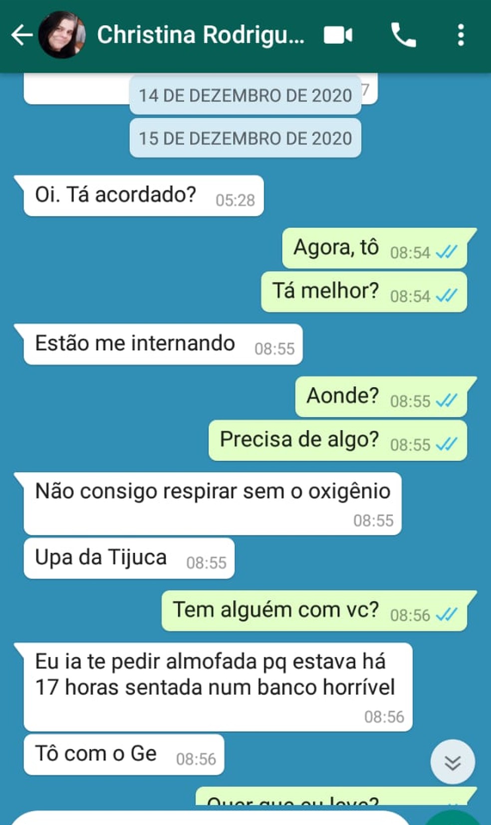 Troca de mensagens com o amigo Rafael Santos — Foto: Arquivo pessoal