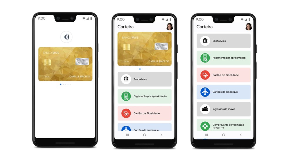 Carteira do Google permite salvar cartões de crédito e débito, comprovantes de vacinação e ingressos para eventos em um só local — Foto: Divulgação/Google