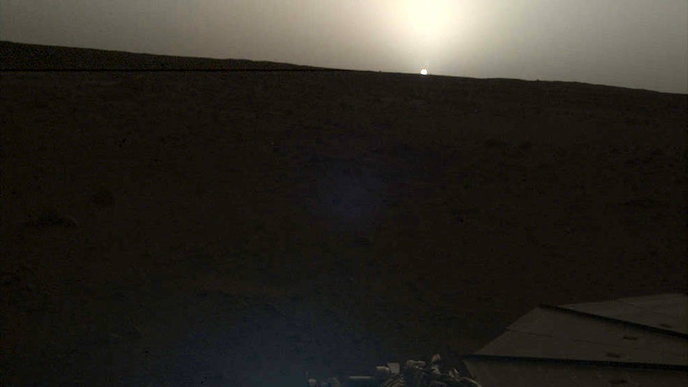 O pôr do Sol em Marte ocorreu por volta das 18h30 (Foto: NASA/JPL-Caltech)