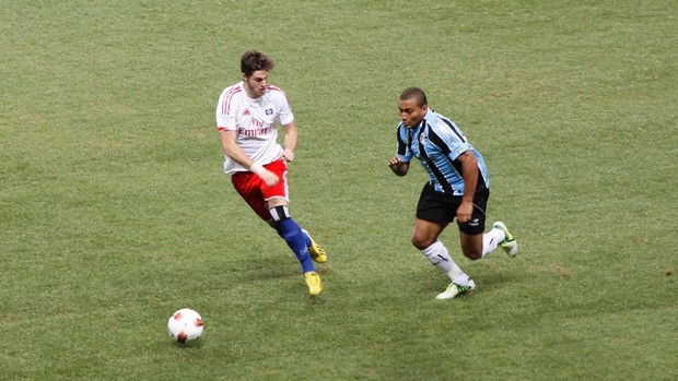 Pico e Hamburgo, do Grêmio, na Arena (Foto: Lucas Rizzatti/GLOBOESPORTE.COM)
