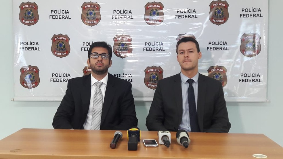 Delegado Rafael Leão e Marcus Vinicius falam sobre ação (Foto: Rinaldo Moreira/G1)