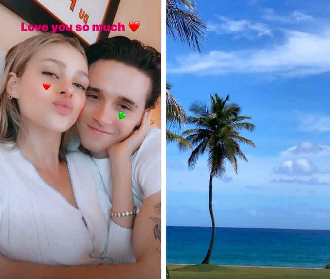 Uma das fotos compartilhadas por Brooklyn Beckham no paraíso tropical no qual ele e a namorada, Nicola Peltz, estão hospedados (Foto: Instagram)