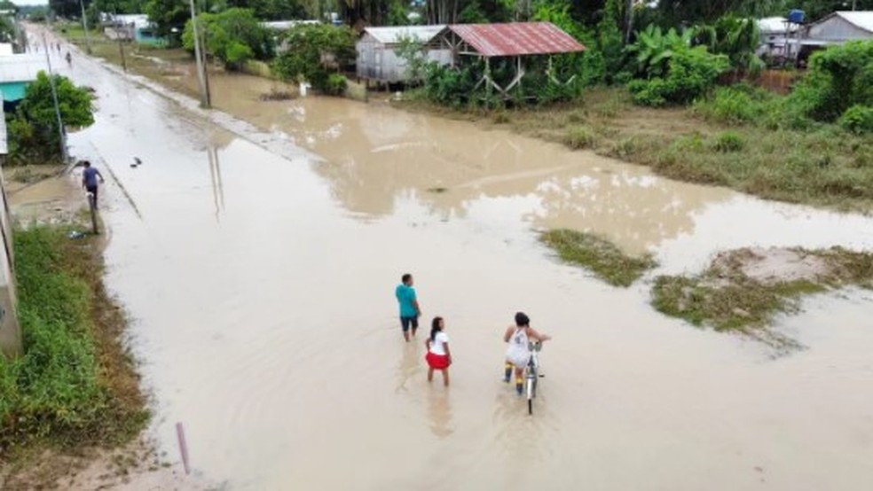 Município de Jordão chegou a ficar atingir 60% atingido pelas águas — Foto: Asscom/Prefeitura 