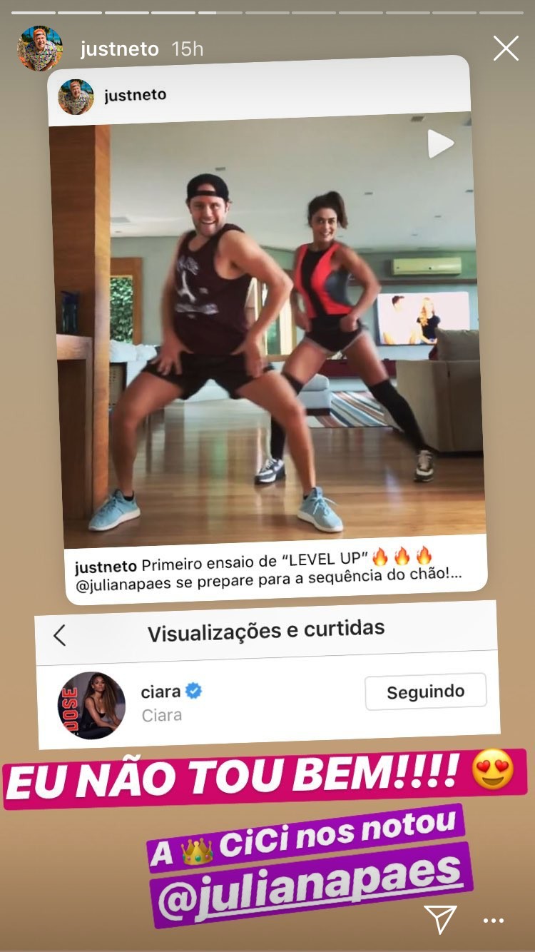 post de Justin que mostra curtida de Ciara (Foto: reprodução Instagram)
