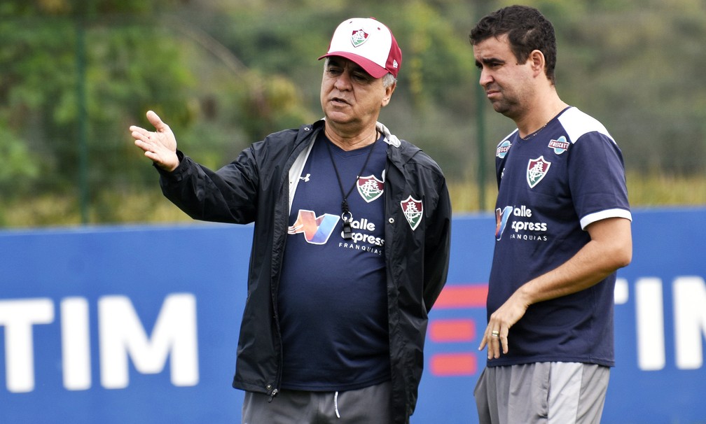 Marcelo Oliveira e Fábio Moreno em treino do Fluminense — Foto: Divulgação