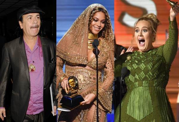 Santana, Beyoncé e Adele (Foto: Getty Images)