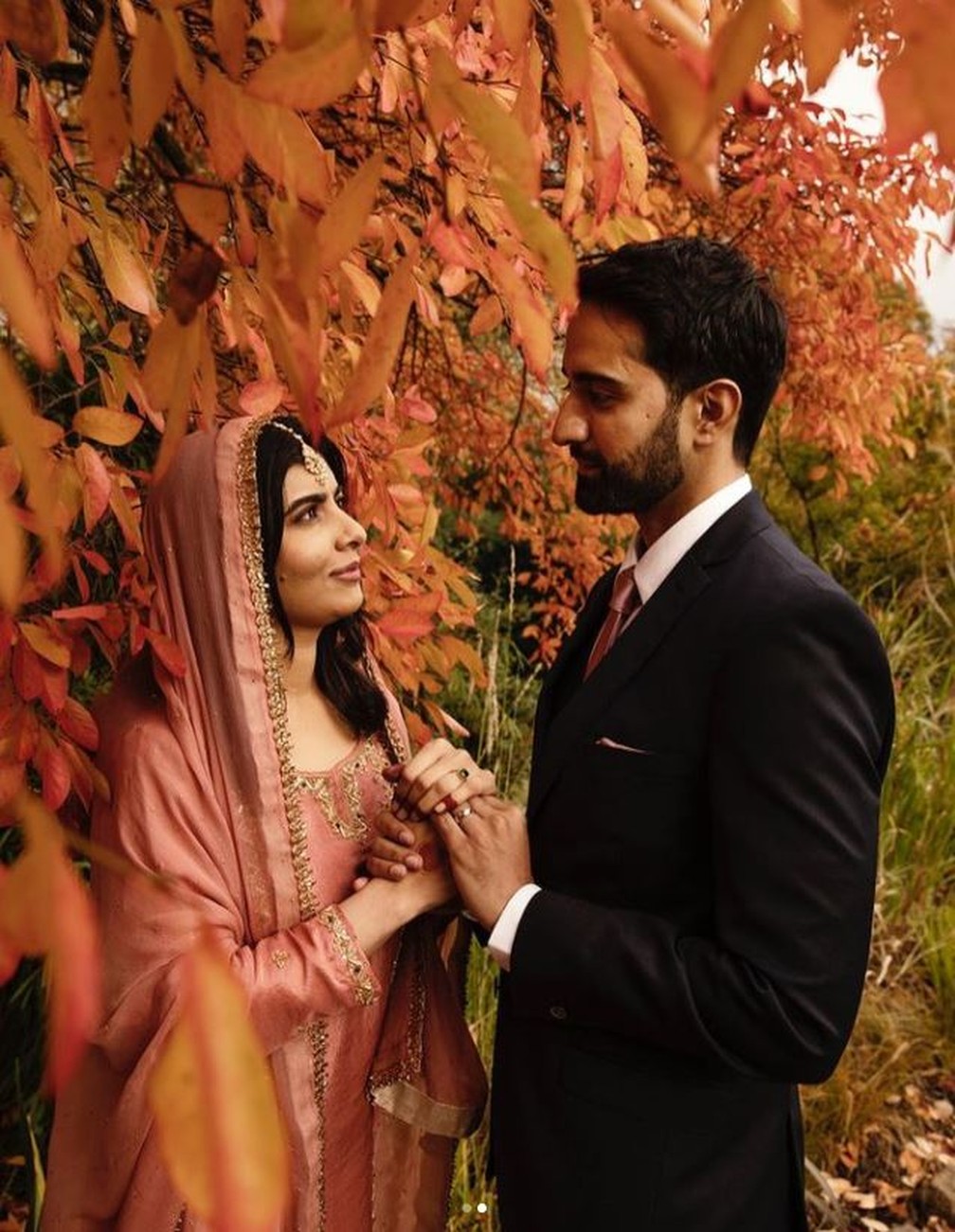 Malala se casou no Reino Unido com Asser Malik — Foto: Reprodução/Instagram/Malala