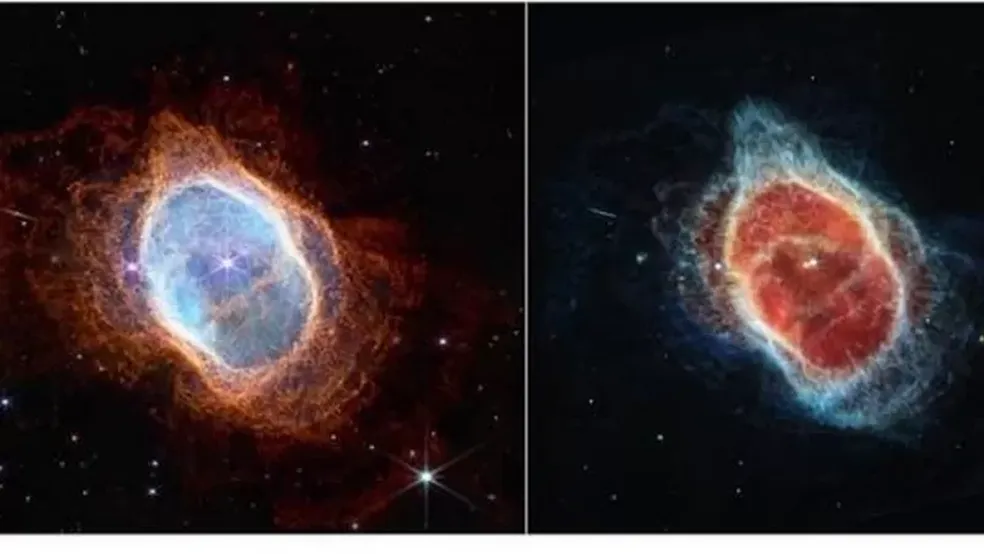 O novo Telescópio Espacial James Webb, da Nasa, revelou detalhes extraordinários da Nebulosa do Anel do Sul — Foto: NASA/ESA/CSA/STSCI