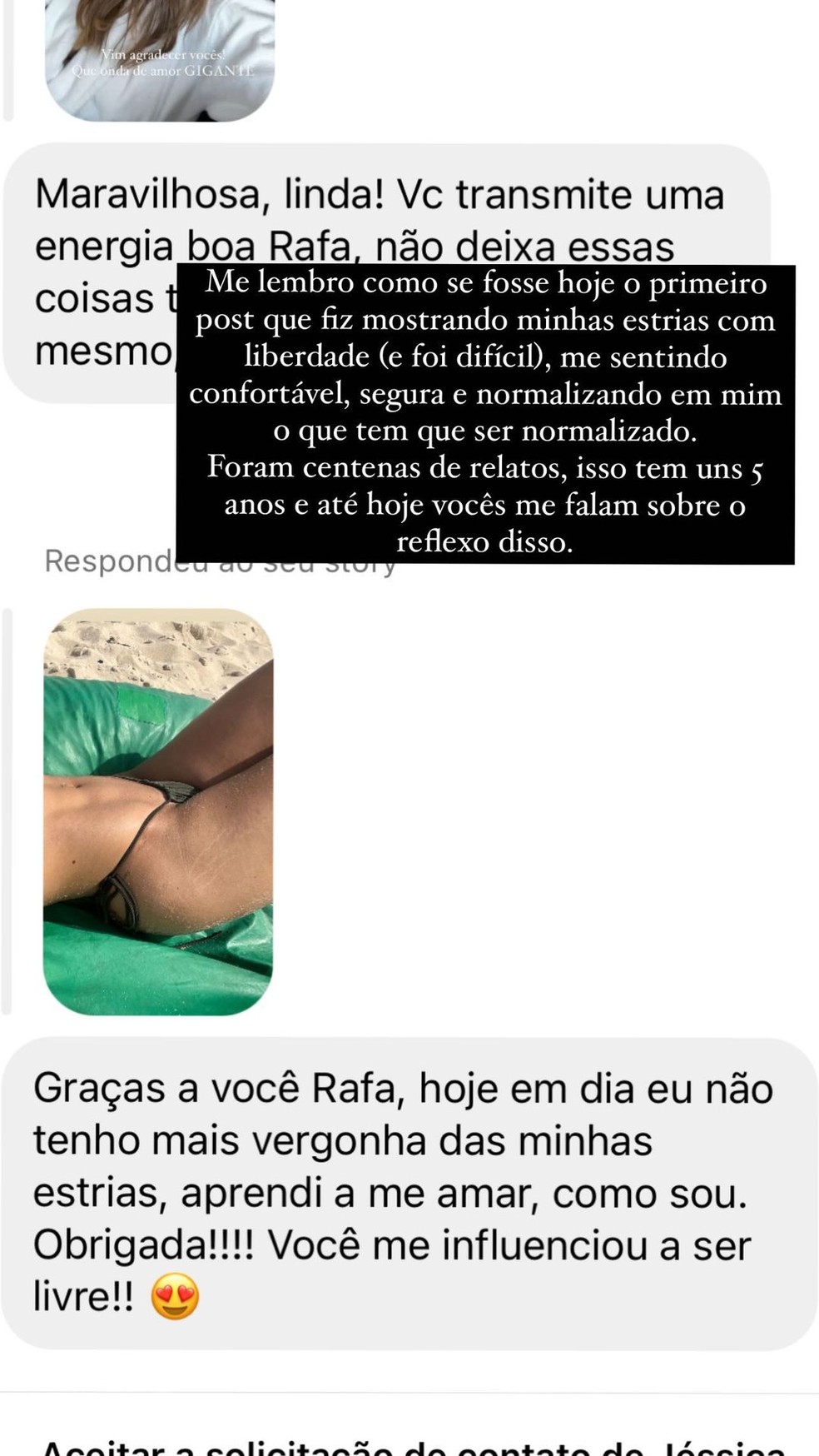 Rafa Kalimann conversa com f�s ap�s deixar estrias aparentes em foto  � Foto: Reprodu��o/ Instagram 