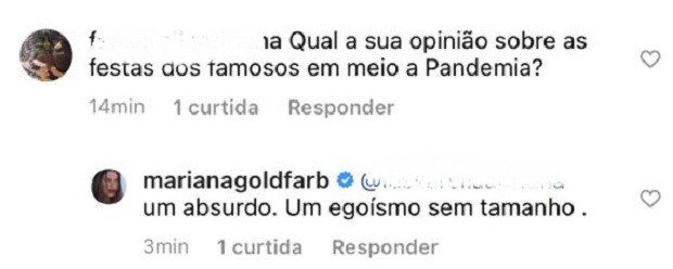 Mariana Goldfarb opina sobre festa de famosos no Réveillon (Foto: Reprodução/Instagram)