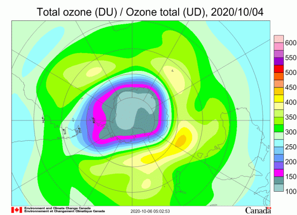 Buraco na camada de ozônio na Antártida é um dos maiores dos últimos anos (Foto: Climate Change Canada)
