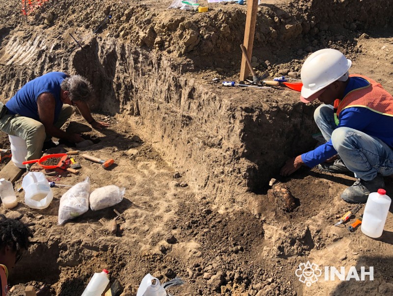 Sítio arqueológico foi descoberto durante obras de pavimentação e construção de infraestrutura no México  (Foto:  INAH Sinaloa)