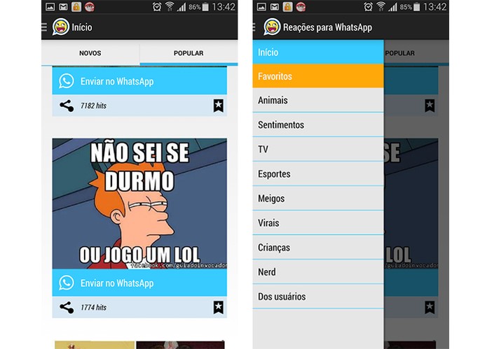 Rea??es Whatsapp ? um app para enviar recados divertidos no mensageiro (Foto: Reprodu??o/Barbara Mannara)