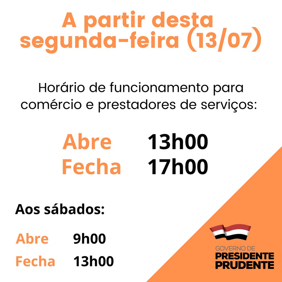 Retomada das atividades econômicas em Presidente Prudente será a partir desta segunda-feira (13) — Foto: Divulgação