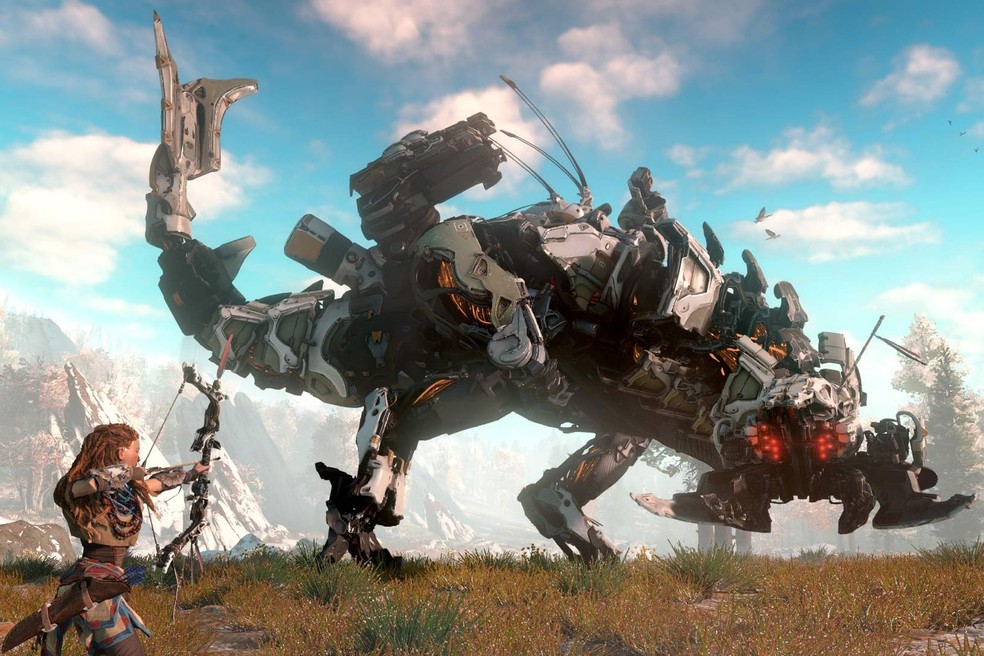 Zero Dawn przynosi prymitywną walkę z gigantycznymi maszynami — Zdjęcie: Disclosure / Guerilla Games