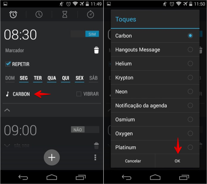Alterando o toque do alarme no Android (Foto: Reprodução/Helito Bijora)