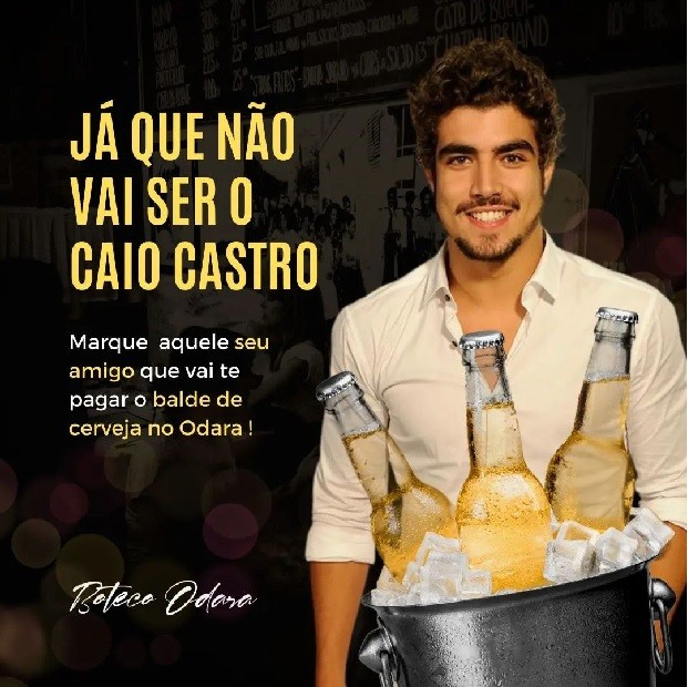 Propaganda do Boteco Odara surfa na fala de Caio Castro (Foto: Reprodução / Instagram @botecoodara)