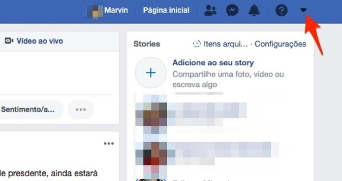 Acesse as opções disponíves para uma conta do Facebook (Foto: Reprodução/Marvin Costa) Acesse as opções disponíves para uma conta do Facebook (Foto: Reprodução/Marvin Costa)