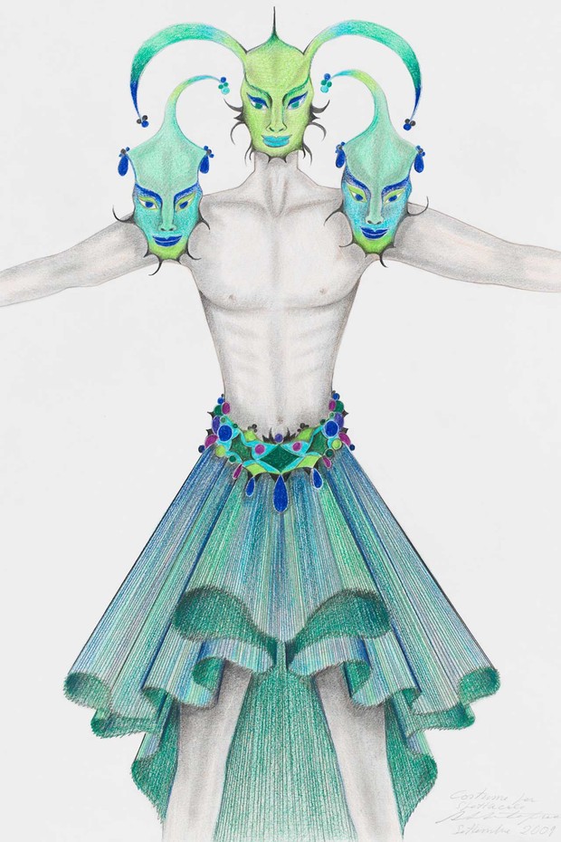 Roberto Capucci's drawing for a ballet costume, September 2009 (Foto: ROBERTO CAPUCCI)