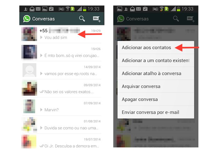 Adicionando um contato do WhatsApp a agenda do dispositivo Android (Foto: Reprodução/Marvin Costa)