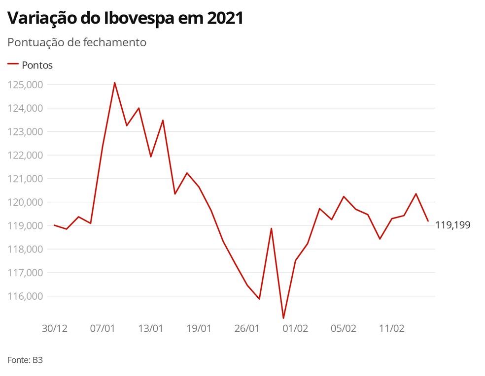 Variação do Ibovespa em 2021 — Foto: G1 Economia