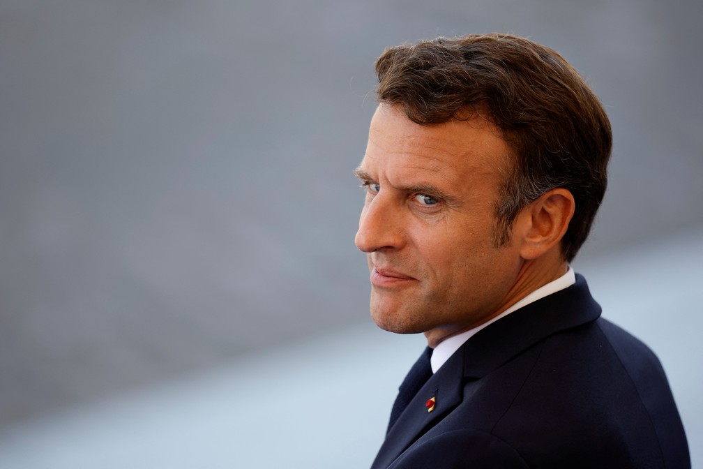 Presidente francês, Emmanuel Macron, durante evento do Dia da Bastilha em Paris — Foto: Sarah Meyssonnier/REUTERS