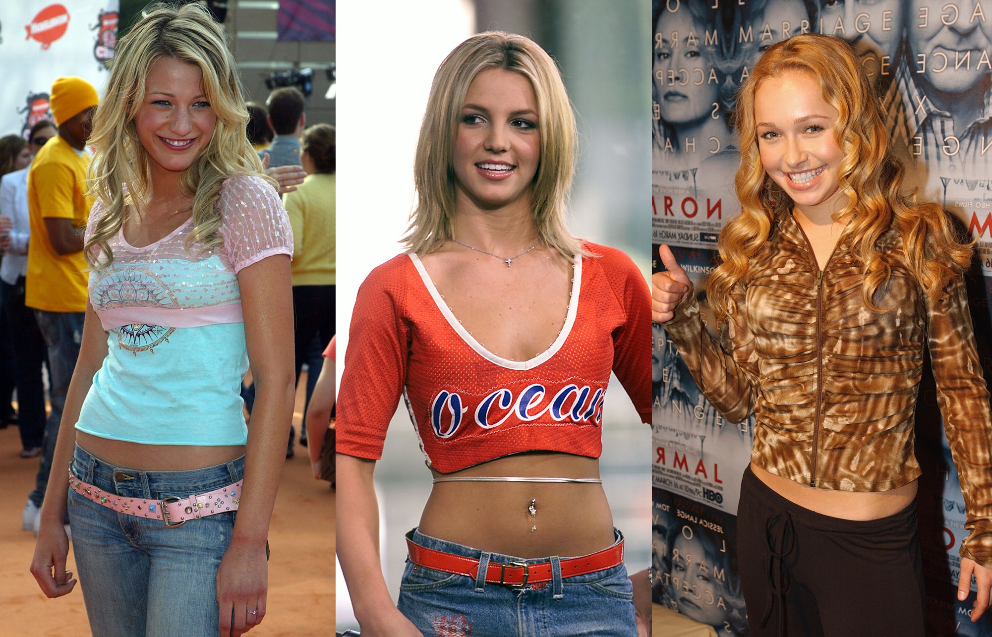 Blake Lively, Britney Spears e Hayden Panettiere no início dos anos 2000 (Foto: Getty Images)