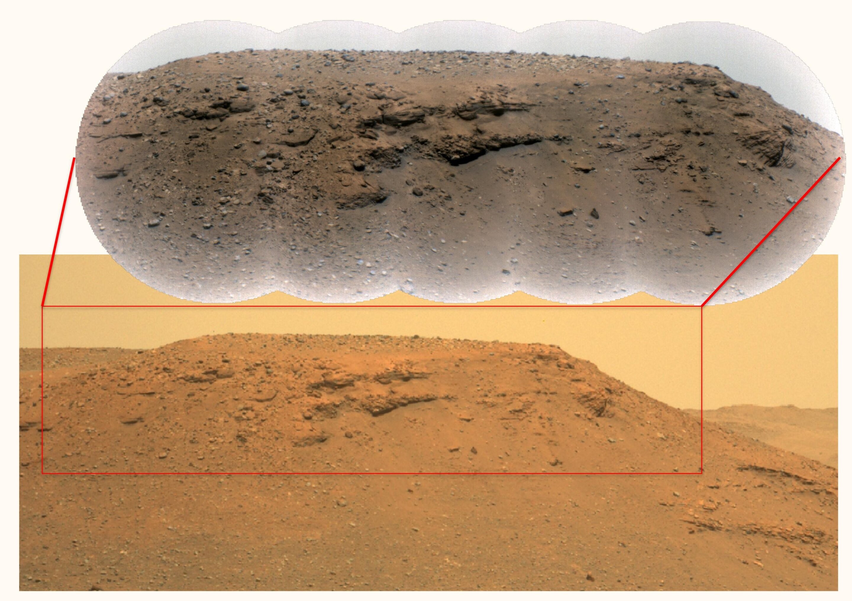 Reconstituição de antigo trecho de delta do rio em Marte realizada com dados da câmera Mastcam-Z da sonda Perseverance (Foto: NASA/JPL-Caltech/ASU/MSSS)