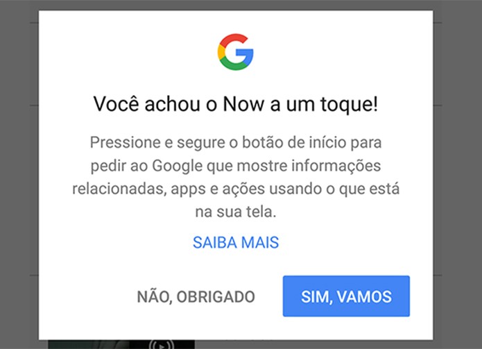 Google Now a um toque foi liberado para Português do Brasil no Android Marshmallow (Foto: Reprodução/Elson de Souza)