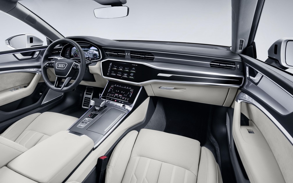 Cabine do Audi A7 tem visual futurista, mas não abusa da extravagância (Foto: Divulgação)