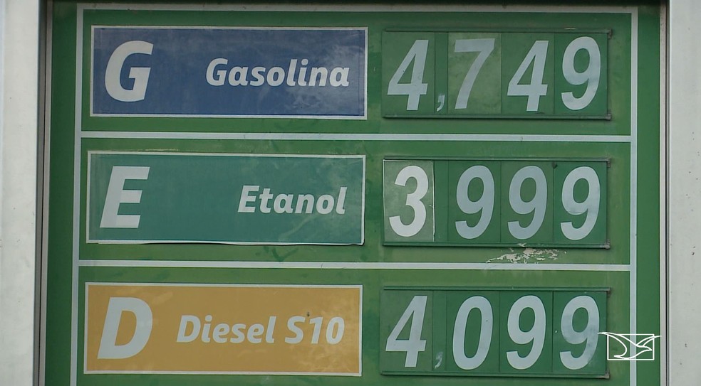 PreÃ§o da gasolina no bairro RenascenÃ§a chegou a R$ 4,74 neste sÃ¡bado (20) â€” Foto: ReproduÃ§Ã£o/TV Mirante