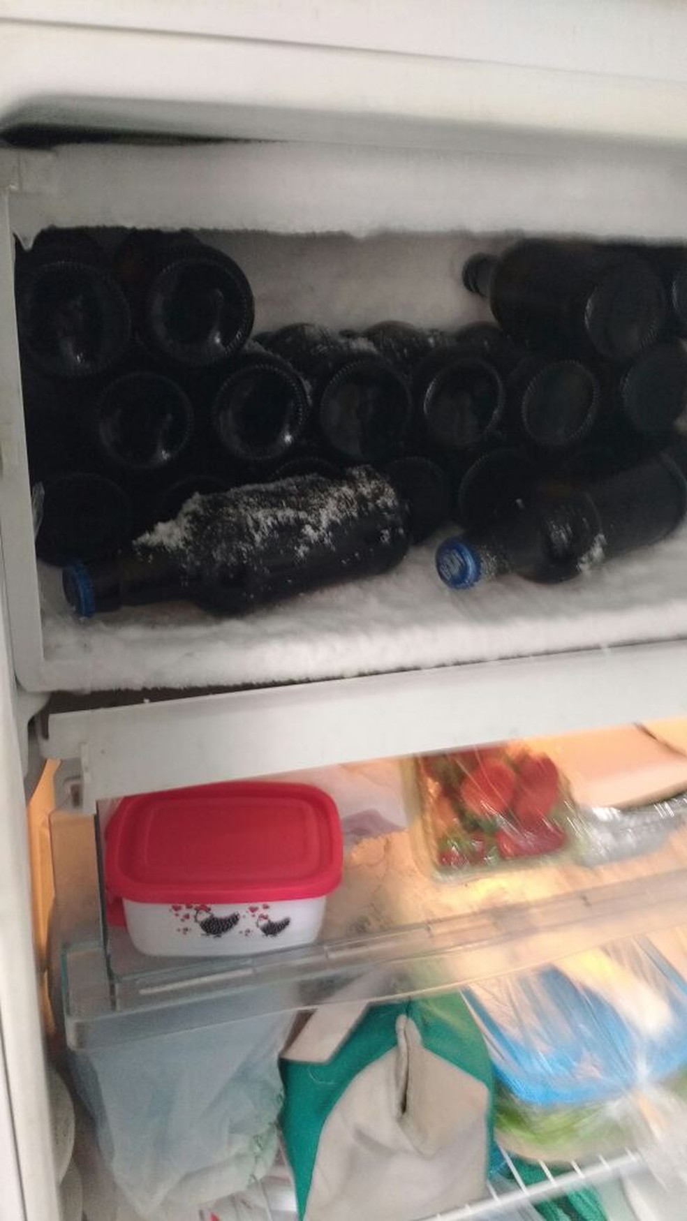 Freezer lotado de cerveja foi encontrado na sede da UPP (Foto: Arquivo Pessoal)
