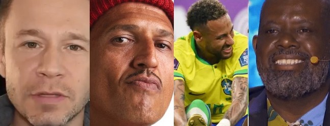 Tiago Leifert, Mano Brown, Neymar Jr. e Péricles  — Foto: Reprodução/Instagram e AFP