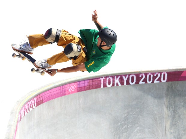 TOKYO, JAPAN - AUGUST 05: Pedro Quintas of Team Brazil competes during the Men's Park Prelims on day thirteen of the Tokyo 2020 Olympic Games at Ariake Urban Sports Park on August 05, 2021 in Tokyo, Japan. (Photo by Abbie Parr/Getty Images) (Foto: Getty Images)
