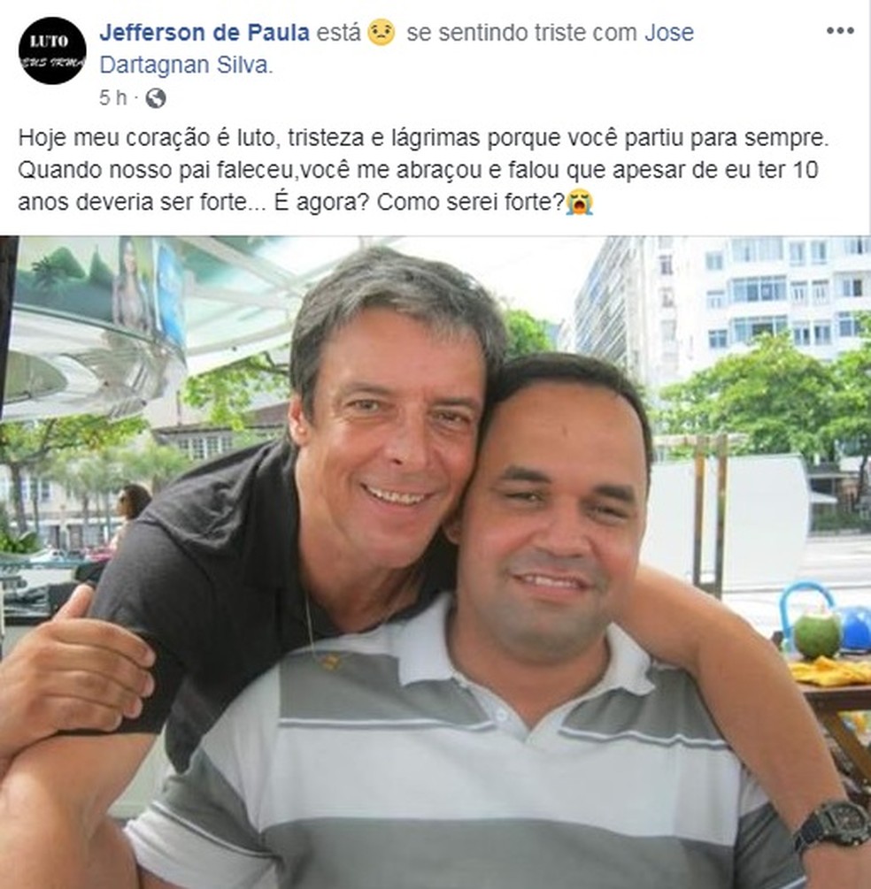 O irmÃ£o do ator lamentou a morte nas redes sociais â?? Foto: ReproduÃ§Ã£o