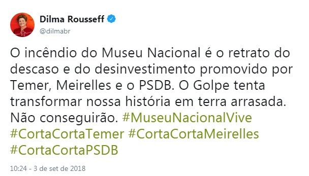 'Tuíte' de Dilma Rousseff 