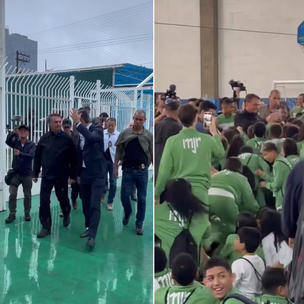 Bolsonaro conheceu as instalações do instituto de Neymar, que promove atividades socioeducativas para crianças de famílias de baixa renda — Foto: Reprodução